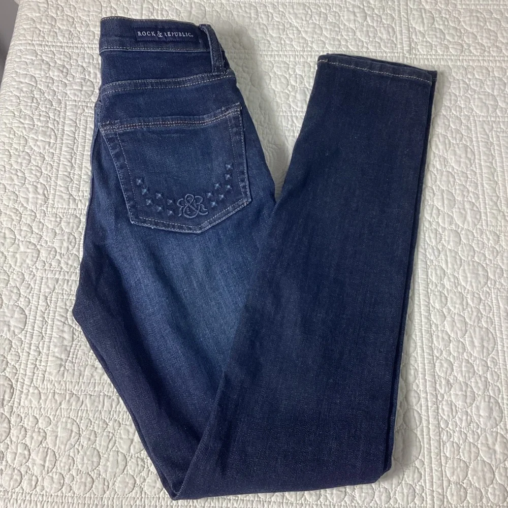 Rock & Republic Berlin‎ Stretch Skinny Jeans Women’s Size 2 Patterned Pockets